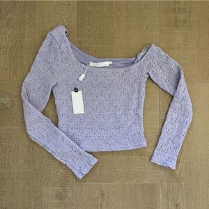 Astr Textured Lilac off the Shoulder Blouse